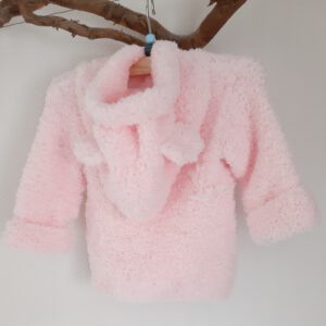 Roze teddy jasje met berenoortjes
