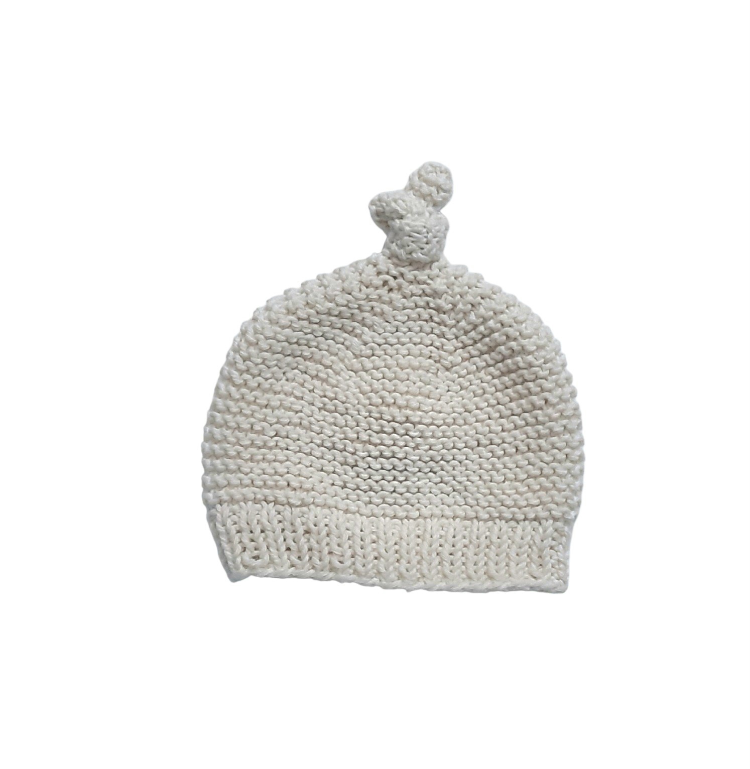 babymutsje katoen ribbel met punt naturel