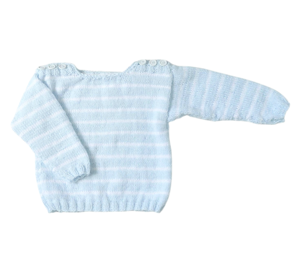 Lichtblauw-wit gestreept babytruitje
