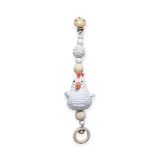 Wagenhanger met een witte kip