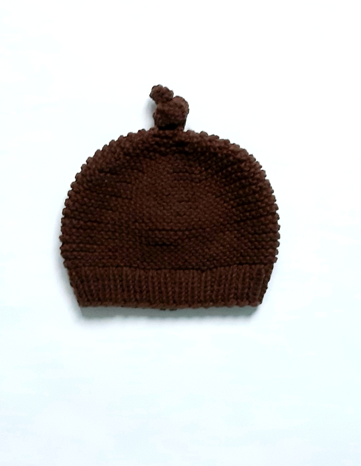 Babymutsje in ribbelsteek met puntknoop - Afbeelding 2