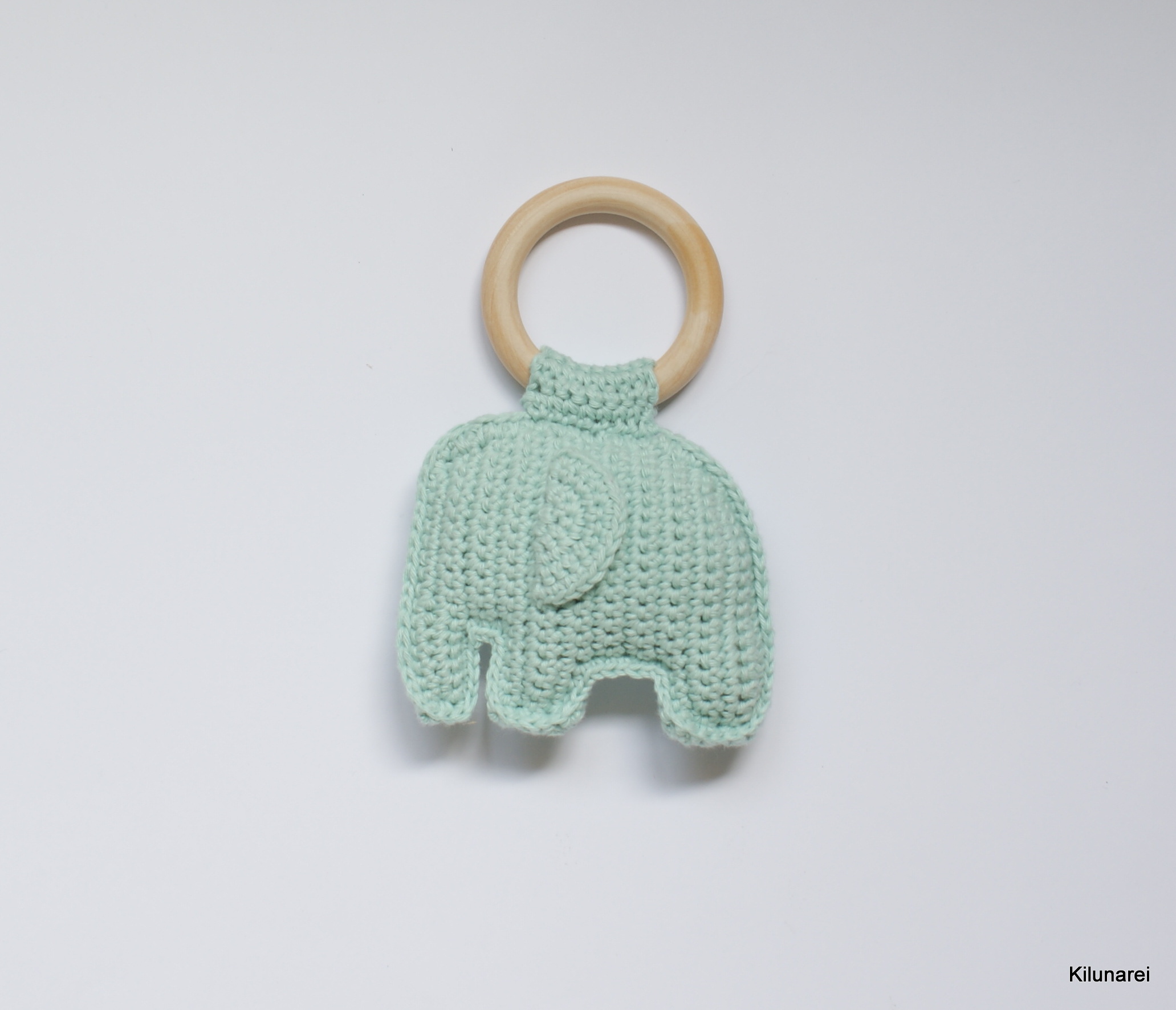 Gehaakte baby rammelaar met olifant - Afbeelding 9