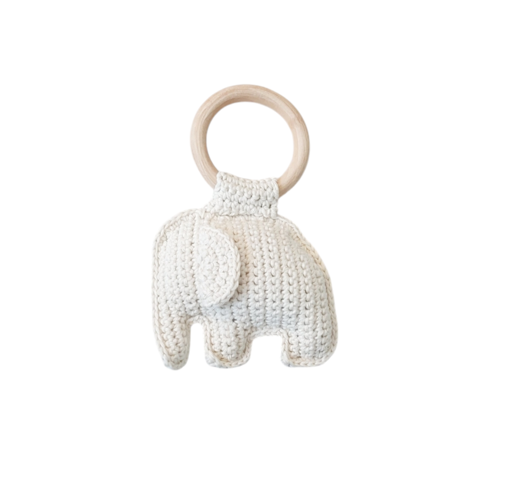 Gehaakte baby rammelaar met olifant - Afbeelding 14