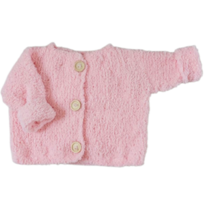 Roze teddy babyvestje (maat 62)