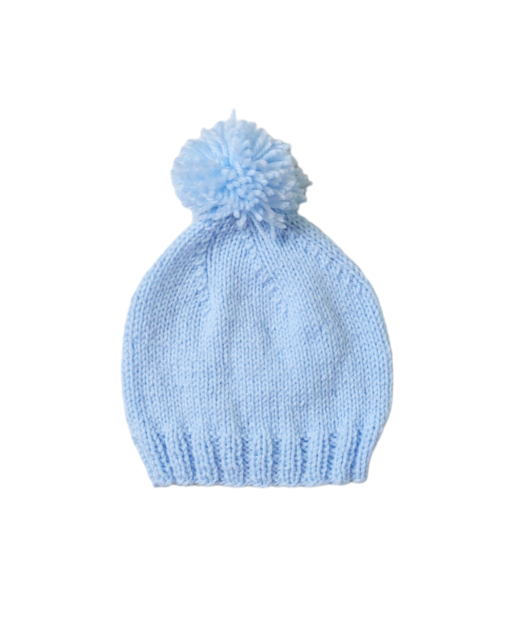 Gebreid vintage babymutsje met pompon (maat 1) - Afbeelding 4