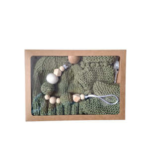 Olijfgroen kraamcadeauset