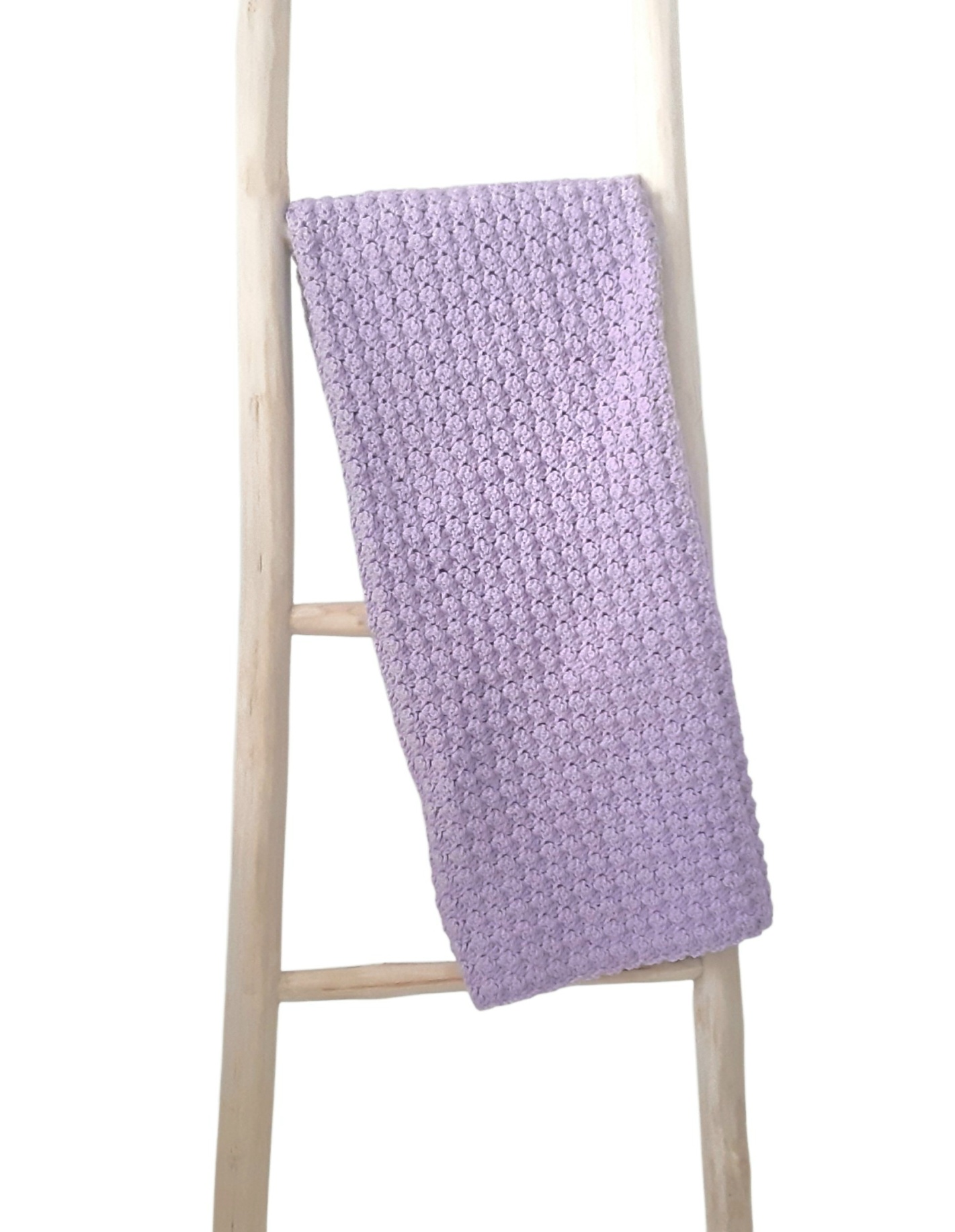 Gehaakt lila babydekentje voor baby, zacht en handgemaakt